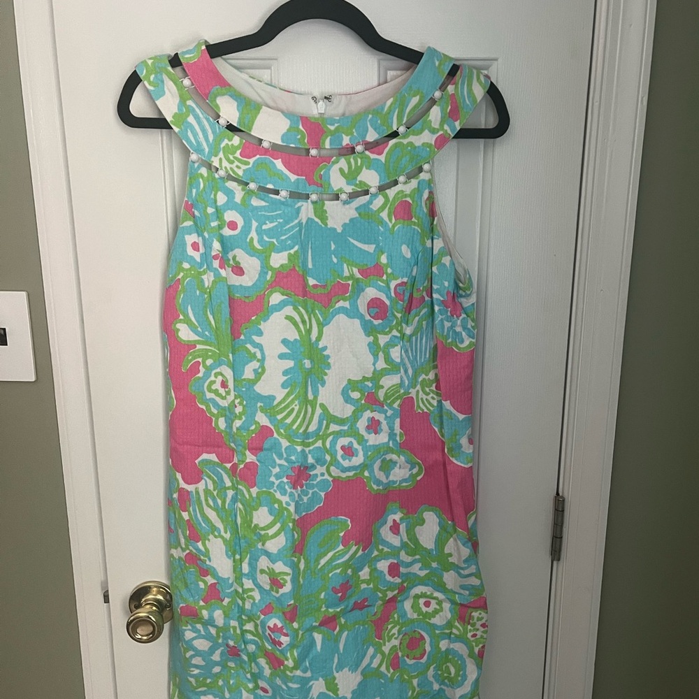 Lilly Pulitzer Vibrant Floral Dress in Pink, Green, and Blue